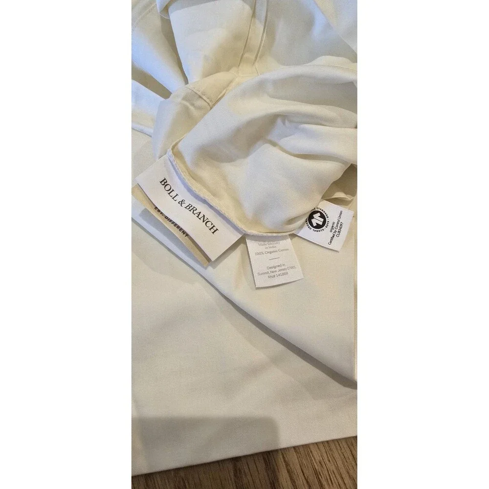 New BOLL & BRANCH Signature Hemmed 100% Cotton King Pillowcases Cream (2) $70
